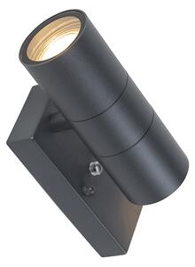 Lampada da parete per esterni grigio scuro 2 luci con sensore crepuscolare - Duo