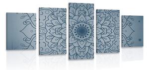 Quadri 5 pezzi – Fiore di Mandala blu scuro