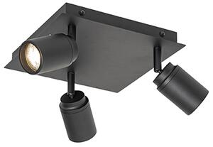 Faretto da bagno moderno nero quadrato 3 luci IP44 - Ducha