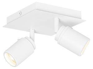 Faretto da bagno smart bianco quadrato 2 luci IP44 incl. 2 Wifi GU10 50mm - Ducha
