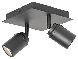Faretto da bagno moderno nero quadrato 2 luci IP44 - Ducha