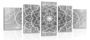 Quadri 5 pezzi – Mandala orientale in bianco e nero