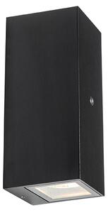 Lampada da parete nera 2 luci IP44 con sensore crepuscolare - Baleno II