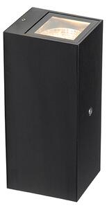 Lampada da parete nera 2 luci IP44 con sensore crepuscolare - Baleno II