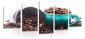 Quadri 5 pezzi – Tazze con chicchi di caffè