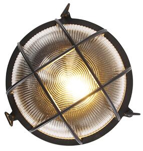 Lampada da parete rotonda industriale nera IP44 - Noutica