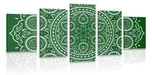 Quadri 5 pezzi – Mandala etnica delicata in verde