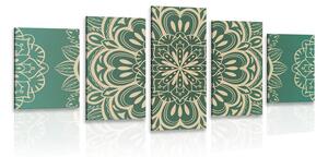 Quadri 5 pezzi – Mandala su sfondo turchese