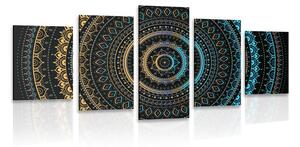 Quadri 5 pezzi – Mandala con motivo del sole