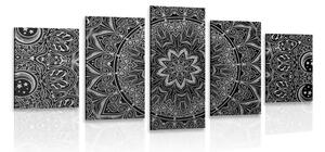 Quadri 5 pezzi – Mandala orientale in bianco e nero