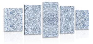 Quadri 5 pezzi – Mandala decorativa dettagliata in blu
