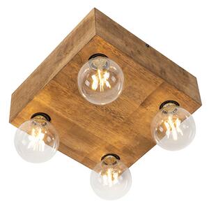 Plafoniera rustica in legno vintage 4 luci - Bloc