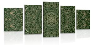 Quadri 5 pezzi – Mandala decorativa dettagliata in verde