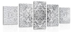 Quadri 5 pezzi – Mandala etnica in bianco e nero
