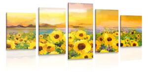 Quadri 5 pezzi – Campo di girasoli