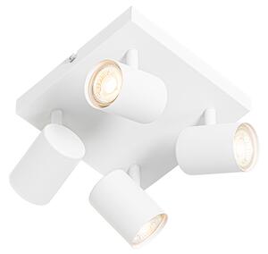 Plafoniera moderna bianca 4 luci regolabile quadrata - Jeana