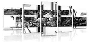 Quadri 5 pezzi – Astrazione di lusso in bianco e nero