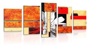 Quadri 5 pezzi – Astrazione floreale arancione