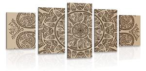 Quadri 5 pezzi – Mandala con motivo naturale astratto