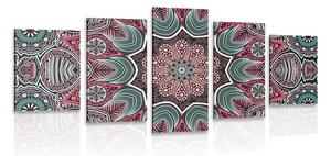 Quadri 5 pezzi – Mandala indiana con motivo floreale