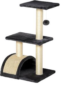 AllMyPets Albero per Gatti a 3 Livelli con Tappetino Tiragraffi ad Arco in Legno Peluche e Sisal 40x35x72 cm colore Grigio - 22351S366