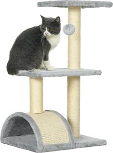 AllMyPets Albero per Gatti a 3 Livelli con Tiragraffi, Peluche e Sisal 40x35x72 cm colore Grigio Chiaro - U5600LG