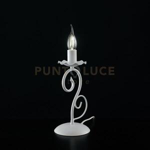 Lumetto in ferro laccato bianco con decorazione effetto shabby chic