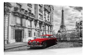 Stampa su tela – Auto retrò rossa a Parigi