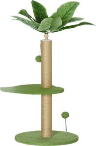 AllMyPets Albero per Gatti con Palo Tiragraffi Piattaforme e Palline in Peluche e Truciolato 40x83 cm colore Verde - 170GNS367