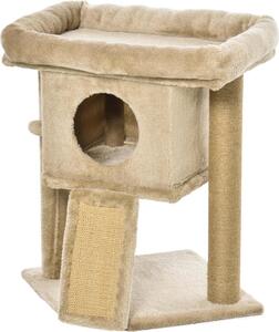 AllMyPets Albero per Gatti in Peluche con Casetta e Lettino Tiragraffi in Juta e Pallina colore Marrone - CFA442F
