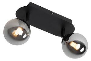 Faretto moderno nero con vetro fumé 2 luci - ATHENAS