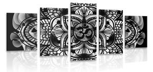 Quadri 5 pezzi – Mandala della salute in bianco e nero