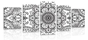 Quadri 5 pezzi – Ornamento bianco e nero