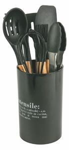 Set Utensili da Cucina 8 Pezzi in Silicone e Legno VdE Tivoli 1996 Nero