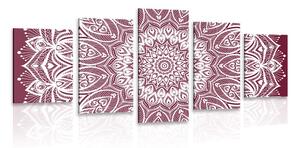 Quadri 5 pezzi – Mandala armonia su sfondo rosa