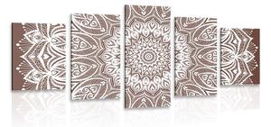 Quadri 5 pezzi – Mandala armonia su sfondo marrone