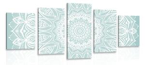 Quadri 5 pezzi – Mandala armonia su sfondo blu