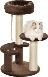 AllMyPets Albero Tiragraffi per Gatti a 3 Livelli con Lettino in Peluche e Pali in Sisal 40x65 cm colore Marrone - K567BN