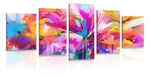 Quadri 5 pezzi – Fiori colorati astratti