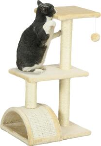 AllMyPets Albero Tiragraffi per Gatti a 3 Livelli con Tiragraffi Peluche e Sisal 40x35x72 cm colore Crema - K568CW