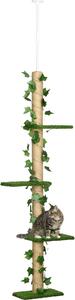 AllMyPets Albero Tiragraffi per Gatti a Soffitto Alto 202-242 cm Regolabile con Asta di Tensione colore Verde - U5130GN