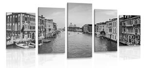 Quadri 5 pezzi – Canale famoso a Venezia in bianco e nero