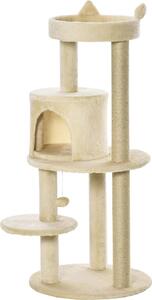 AllMyPets Albero Tiragraffi per Gatti Adulti con Cuccia Spaziosa e Piattaforma 104 cm colore Bianco Crema - R329CW