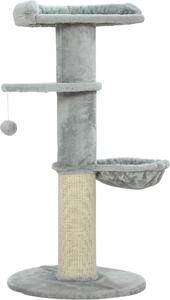 AllMyPets Albero Tiragraffi per Gatti Alto 103.5 cm con Lettino e Amaca, Rivestimento in Peluche colore Grigio Chiaro - R330LG