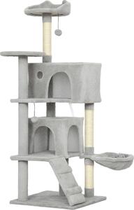 AllMyPets Albero Tiragraffi per Gatti Alto 140 cm con 2 Casette Amaca Lettino e Pali in Sisal colore Grigio - W672LG