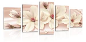 Quadri 5 pezzi – Magnolia di lusso con perle