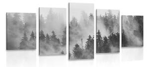 Quadri 5 pezzi – Montagne nella nebbia in bianco e nero