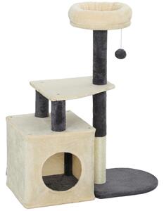 AllMyPets Albero Tiragraffi per Gatti Alto 92 cm con Casetta, Lettino, Pali in Sisal e Pallina colore Bianco Crema - R332CW