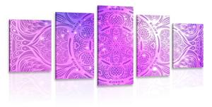 Quadri 5 pezzi – Mandala indiana con sfondo galattico