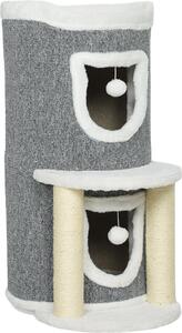 AllMyPets Albero Tiragraffi per Gatti Alto 76 cm con Casette Lettino Palline e Pali in Sisal colore Grigio - W677GY